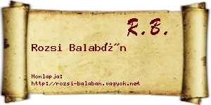 Rozsi Balabán névjegykártya